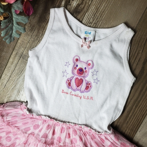 Kid U Not Pink and White Polka Dot Shimmery Sleeveless Tutu Dress Size 5/6 EUC - Picture 7 of 15